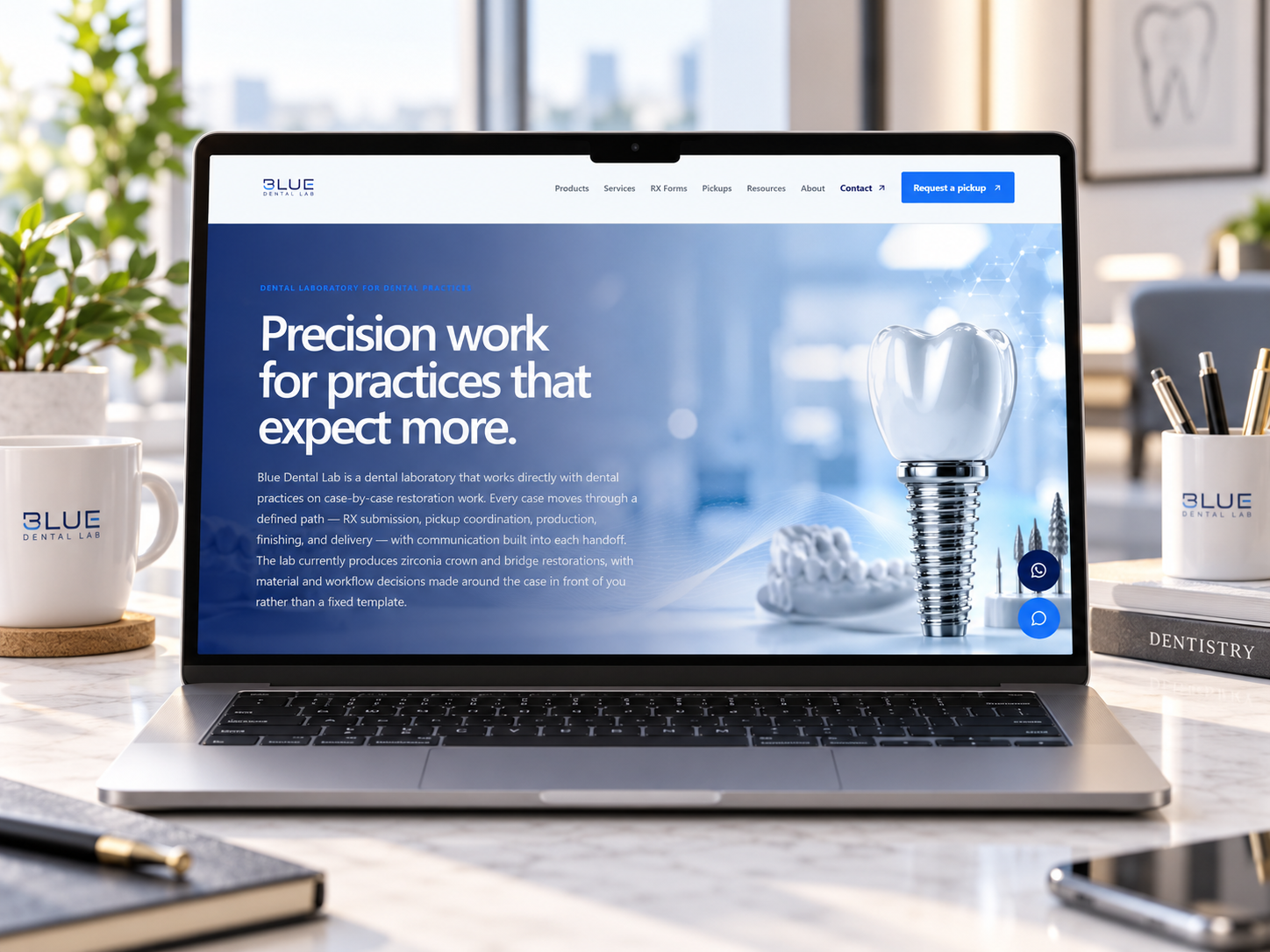 Blue Dental Lab Laptop Mockup