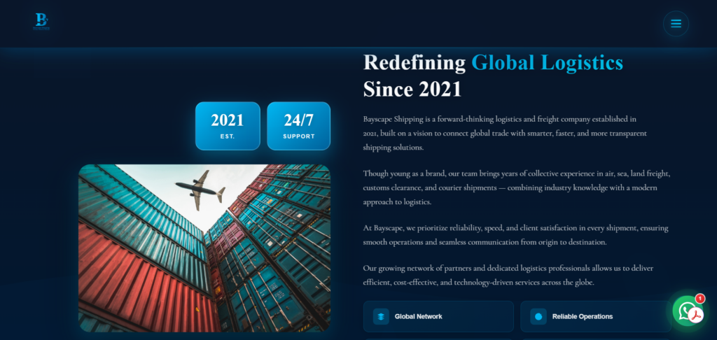 Bayscape Shipping Website Development Website Mockup